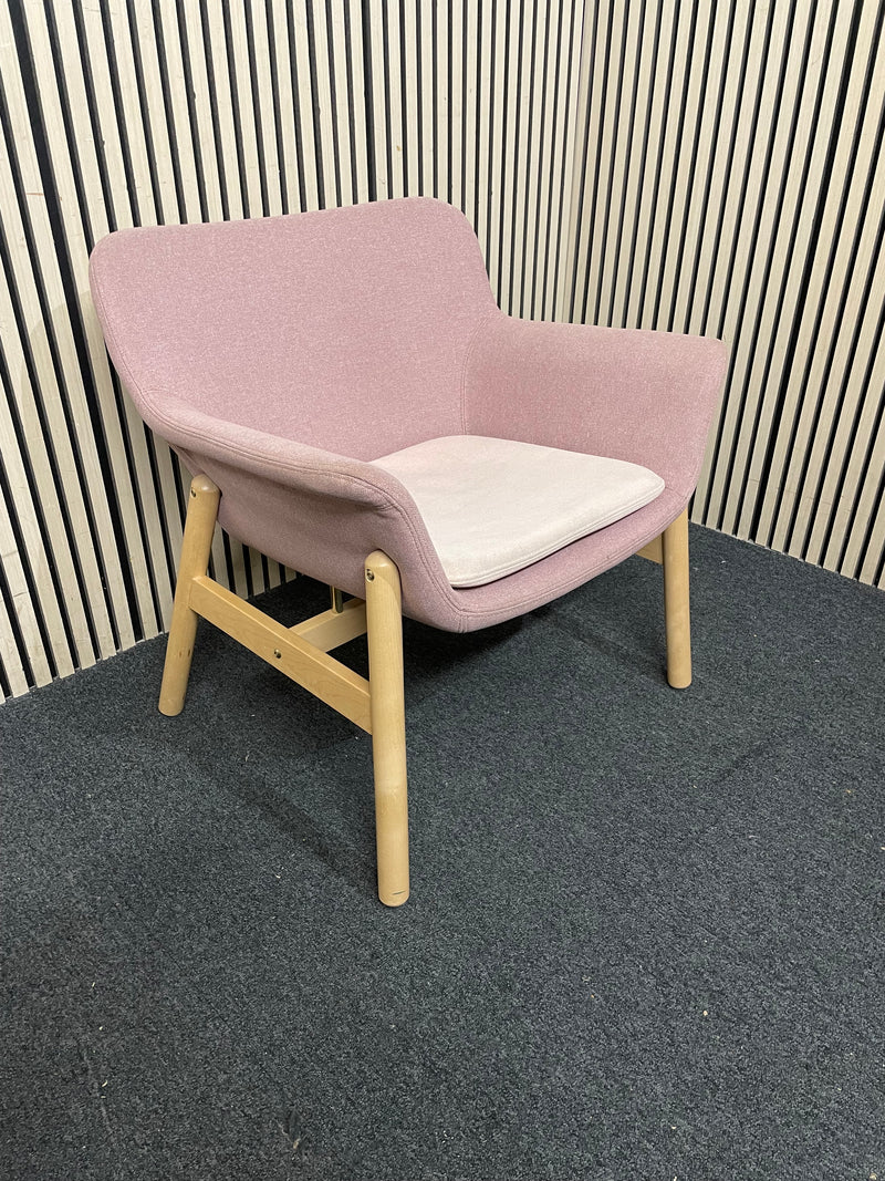 Modern style armchair with pink fabric and wooden frame  44796