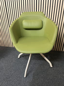 Switch Olive green leatherette reception club chair with padded cushion and white spider swivel base 1425 2 image
