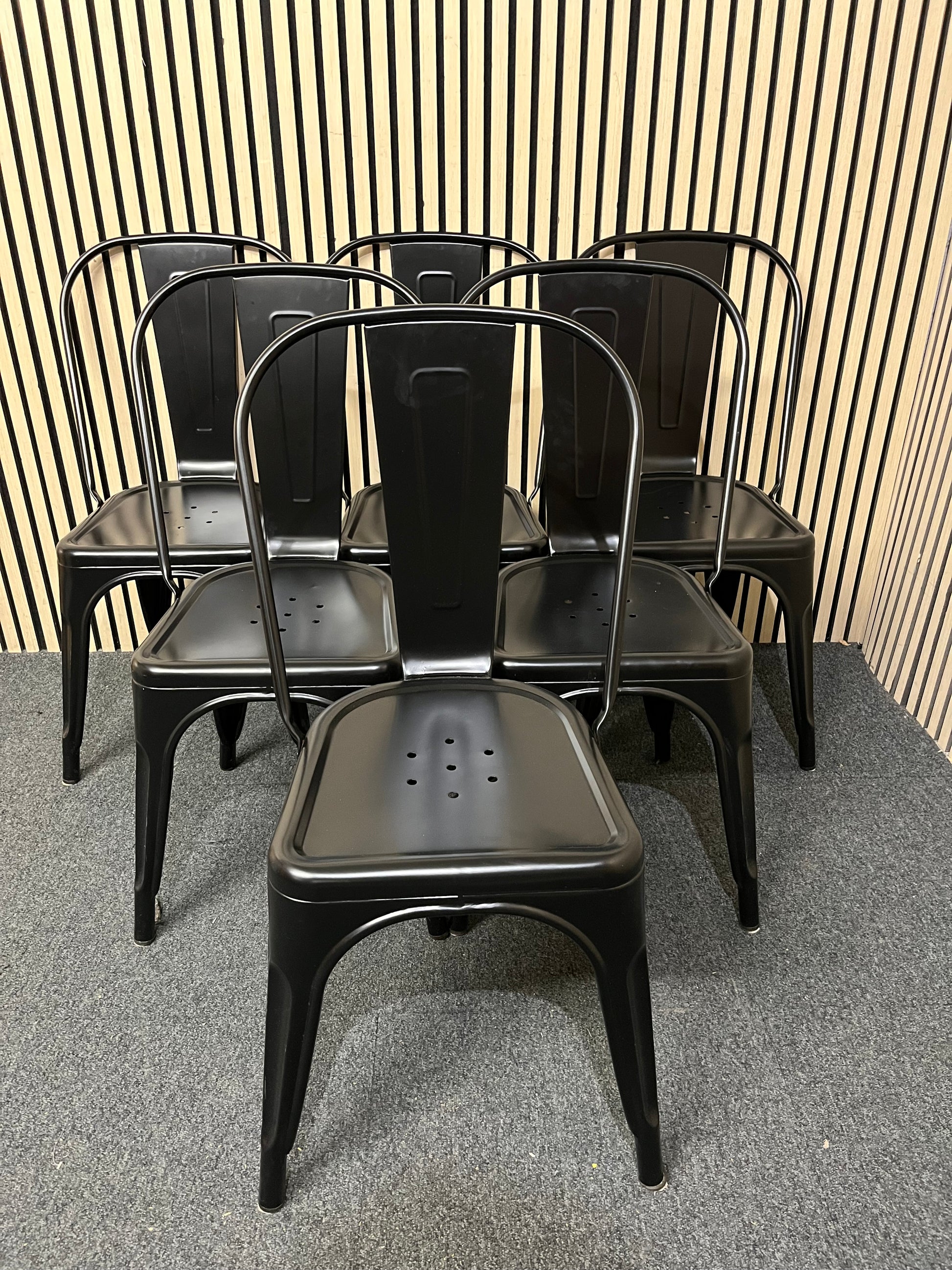 Solid black metal framed dining chairs (SET OF 6)  44154