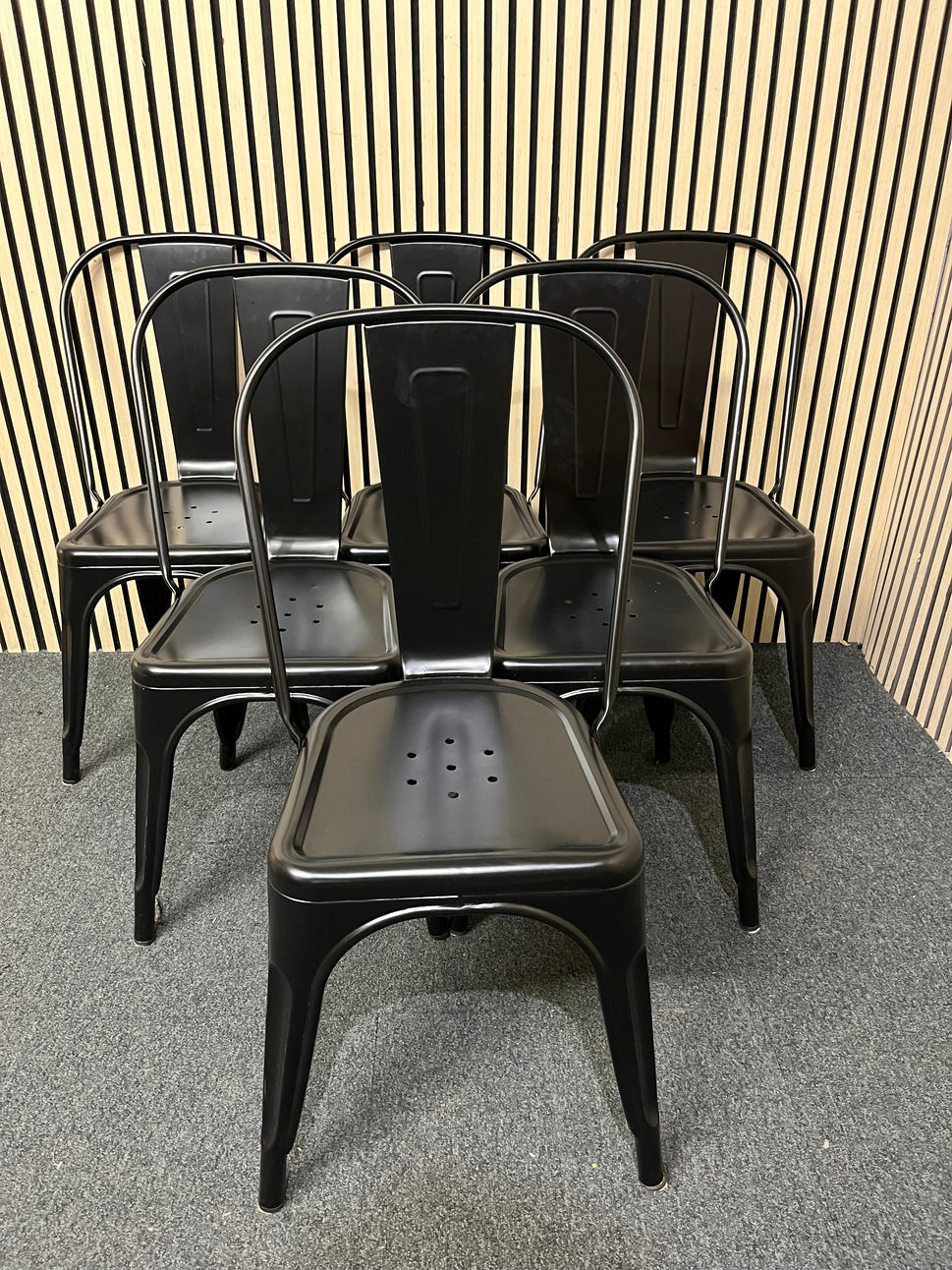 Solid black metal framed dining chairs (SET OF 6)  44154