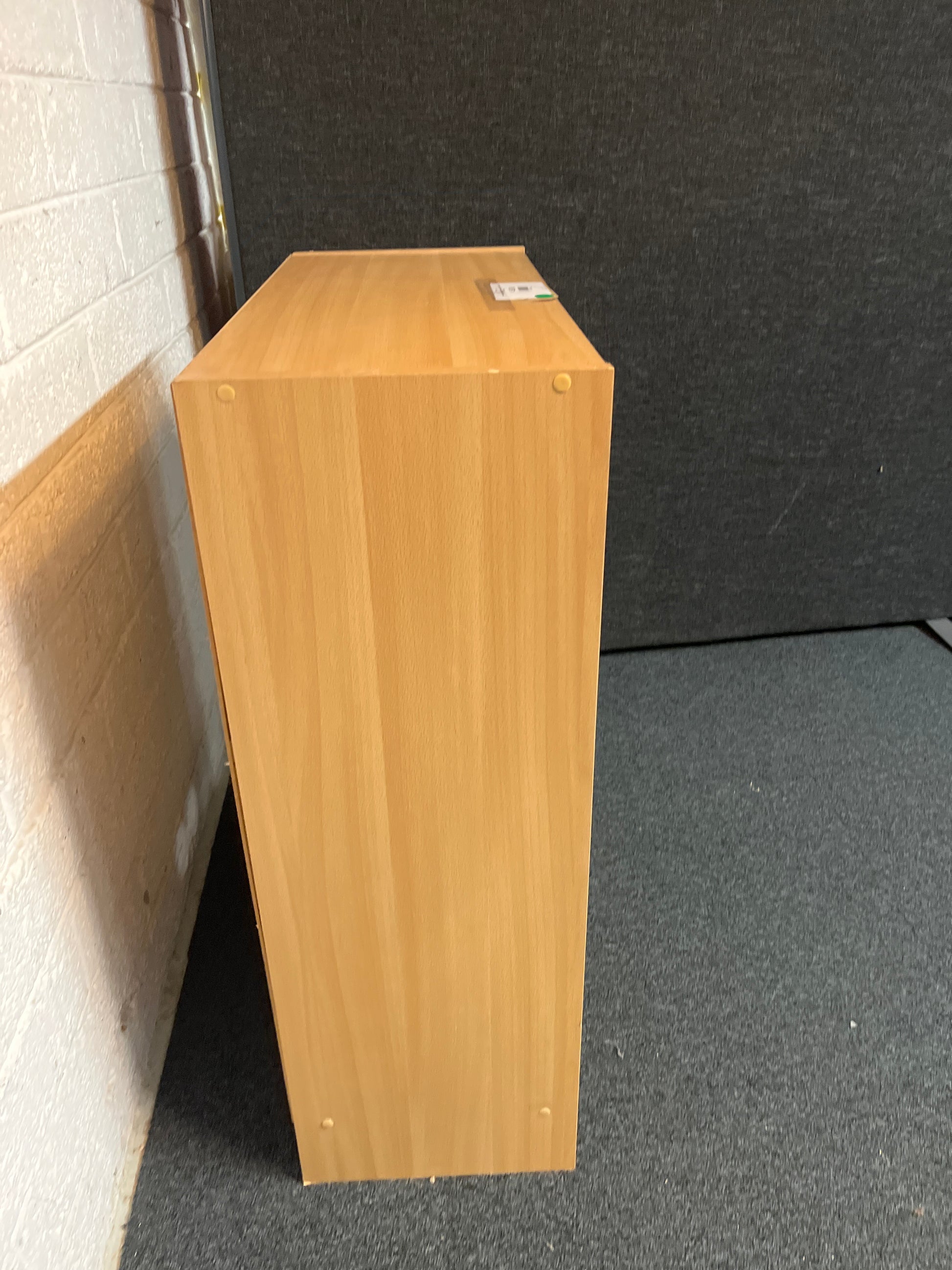 Low beech laminate open bookcase (H 68 x W 87 x D 30 cm) 2225