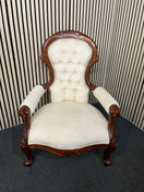 Switch Ornate high back Cream fabric carved wingback armchair 43788 2 image