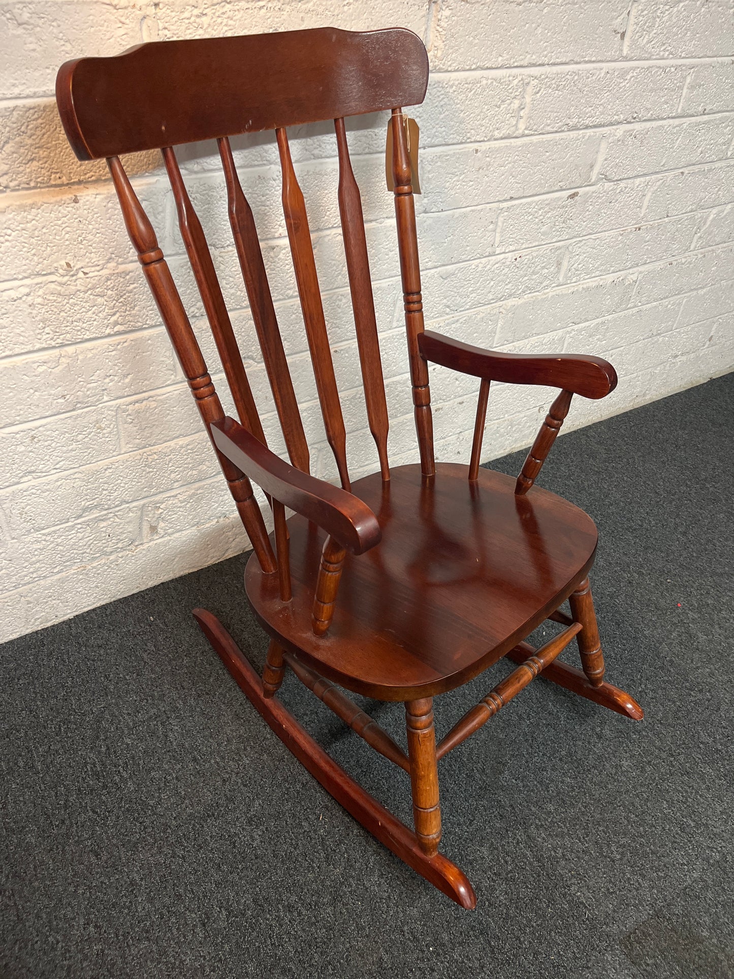 Mahogany rocking chair with checkered cushion 3225