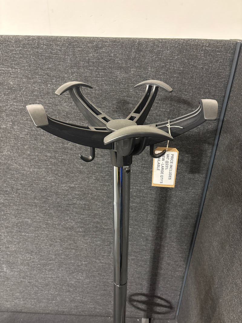 Coat stand with 8 coat hooks and 8 umbrella hooks 1730 mm high - black