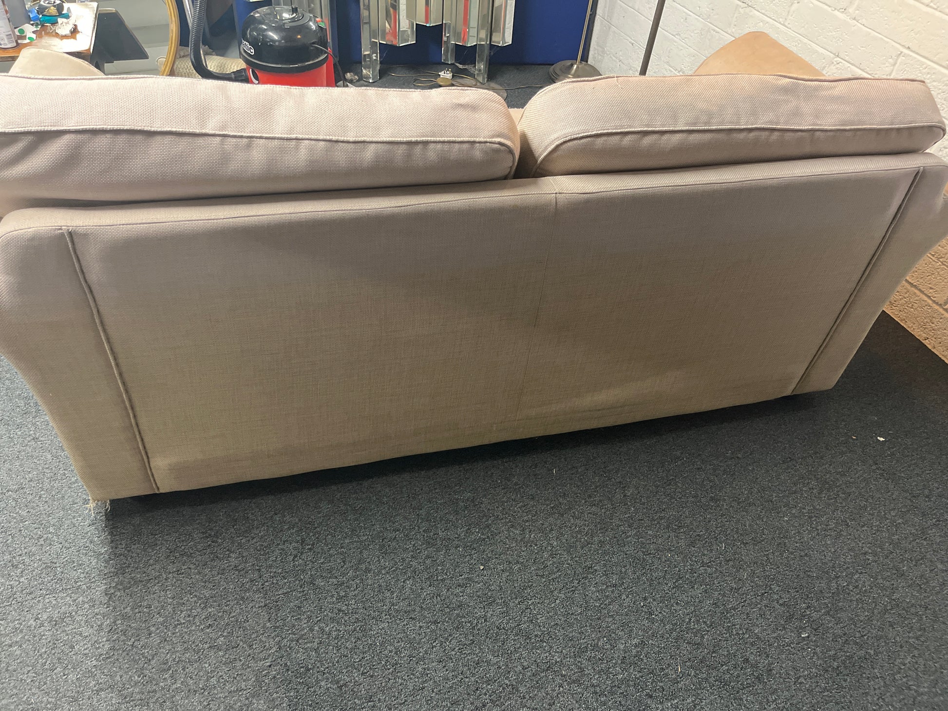 Large 2 seater oatmeal fabric sofa 2225