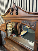 Victorian style wood washstand with marble top and mirror splashback (H 165 x W 123 x D 61 cm)  44570