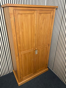 Tall 2 door natural pine wardrobe with wooden knob handles and internal hanging rail 100Wx52Dx180H  44486