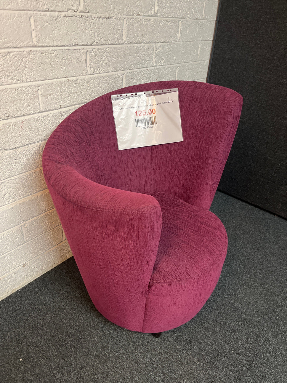 Sculpted curved back occasional chair in pink fabric 2225