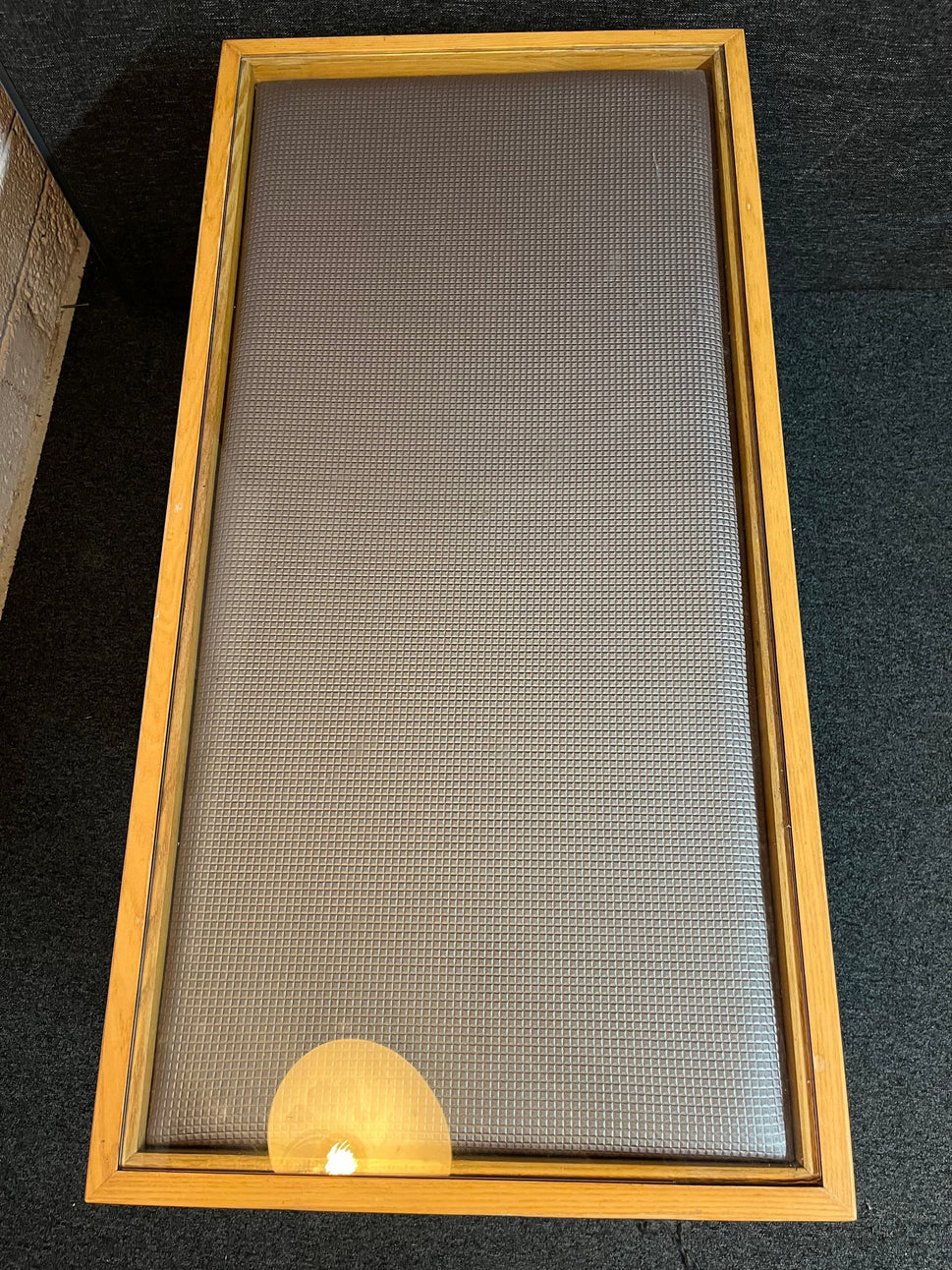 Solid wood light stained rectangular coffee table with glass top  2224