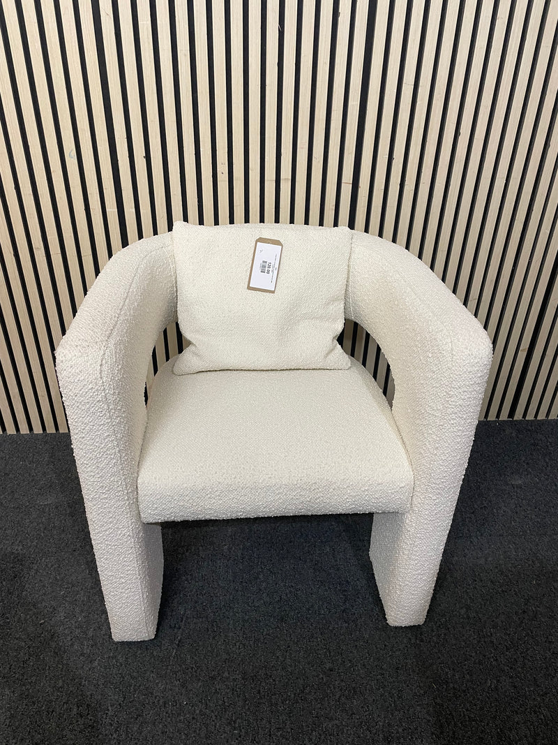 cream fabric curved back occasional armchair with cushion  44601