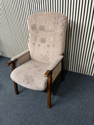 Switch Cream fabric fireside armchair with solid darkwood frame 3325 3 image
