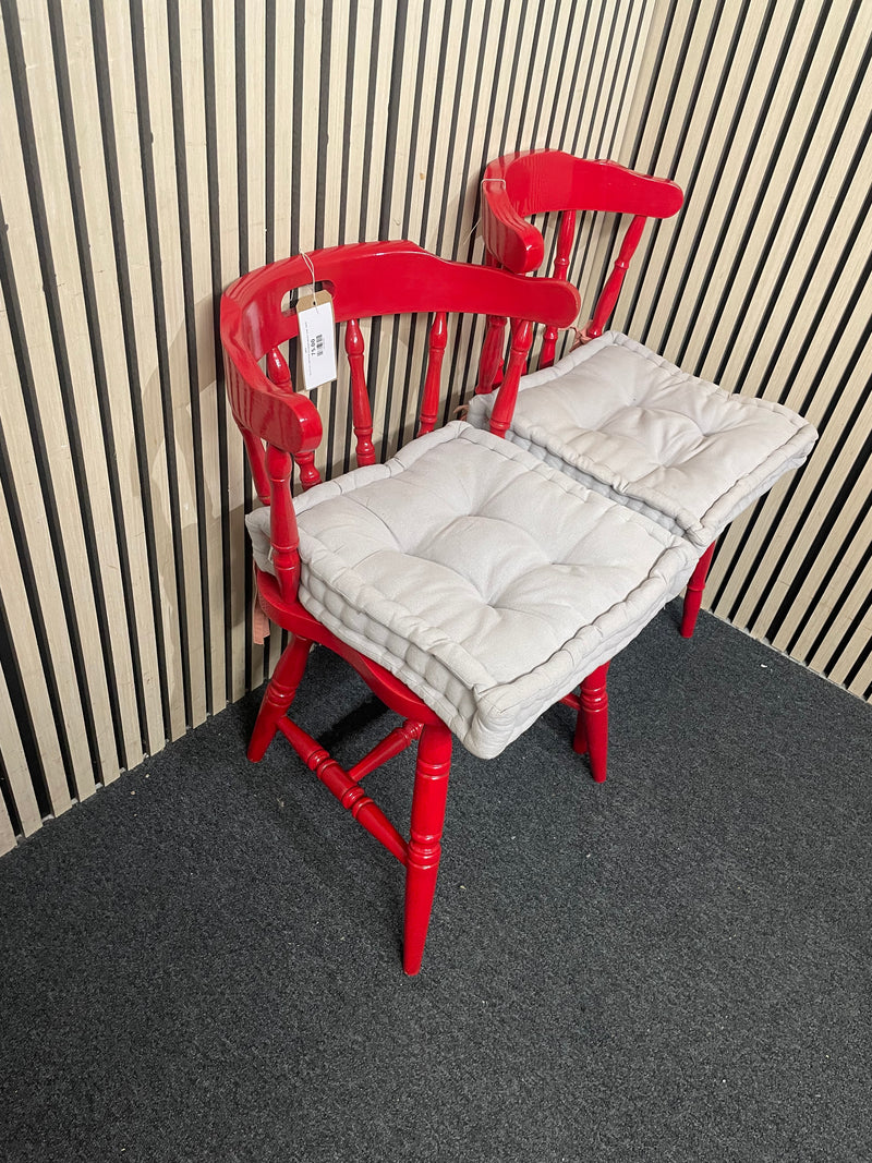 Set of 2 no. solid wood red painted kitchen chair  44635
