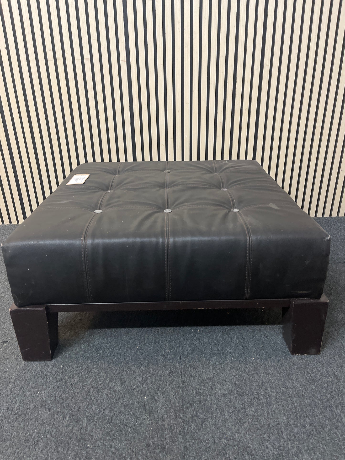Dark brown leather square footstool (H 185 x W 44 x D 39 cm) 43345