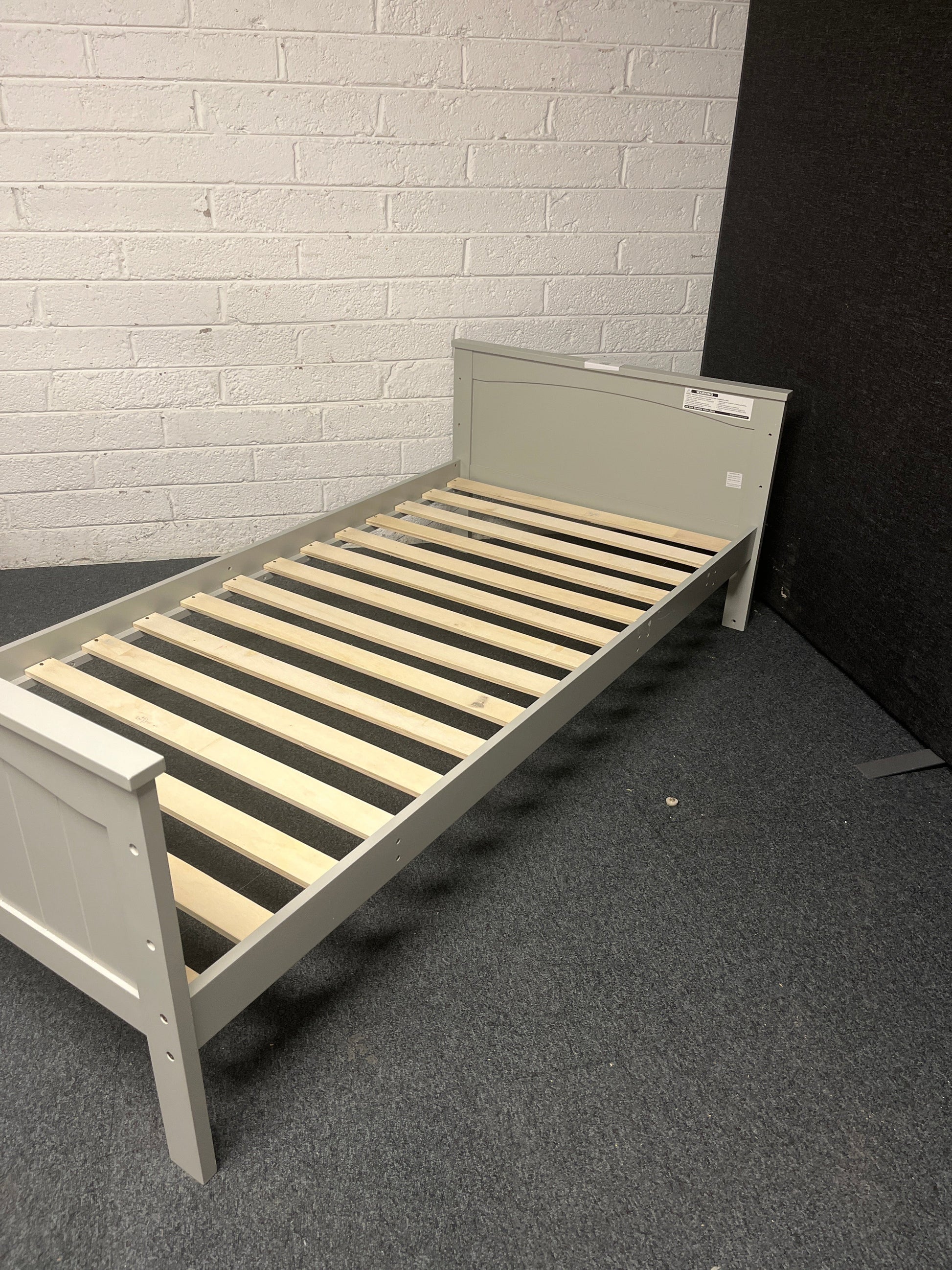 3ft grey painted solid wood Ikea Mydal bed frame 1225