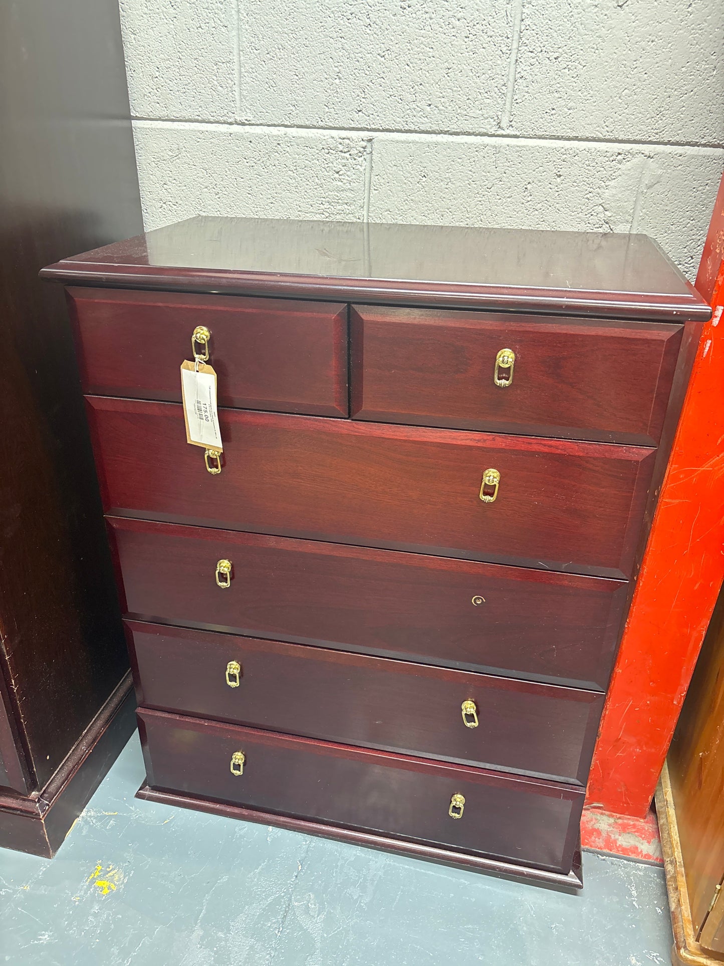 Tall rosewood mahogany 4+2 chest of drawers (H 980 x W 810 x 450 mm) 1225