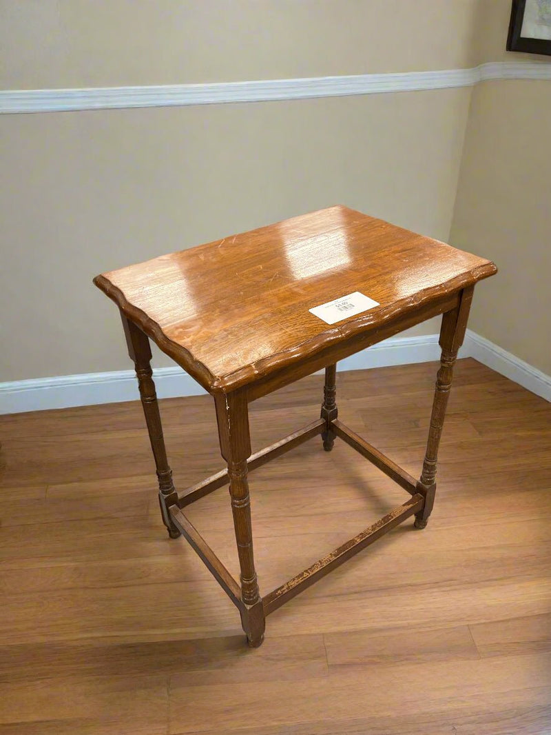 Small stained pine ornate side table 2125