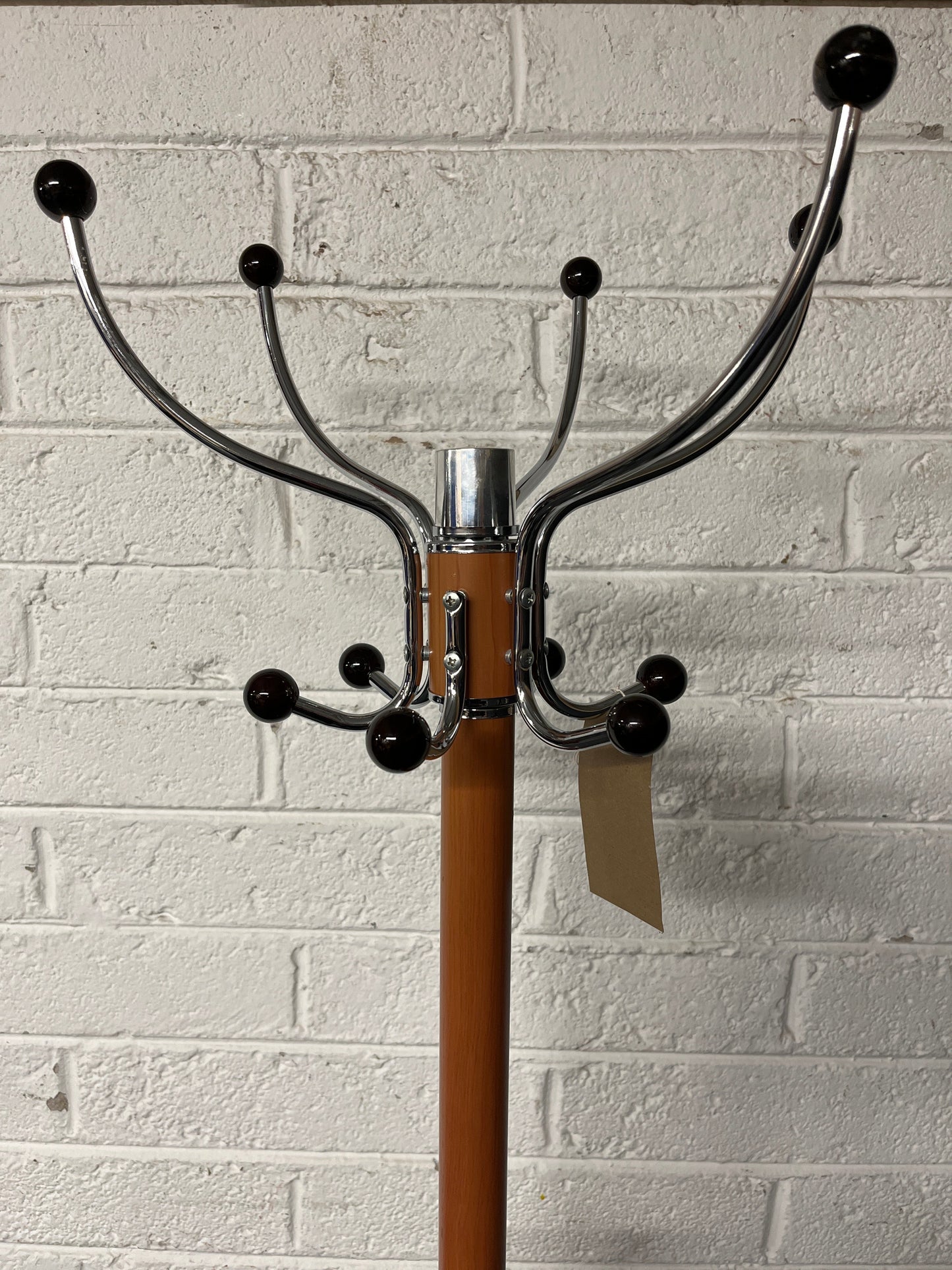 Retro teak  laminate coat stand with chrome detailing  1225