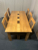Switch Solid oak large rectangular kitchen table with 6 matching oak and brown leather dining chairs (H 72 x W 180 x D 90 cm) 43849 3 image