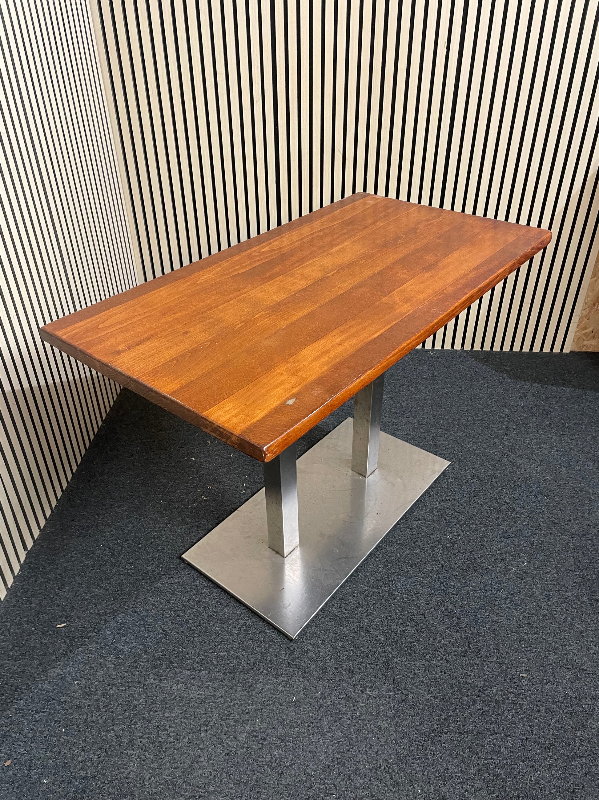 Low double metal base - solid wood top 110 cm x 60 x 75 cm high 1126
