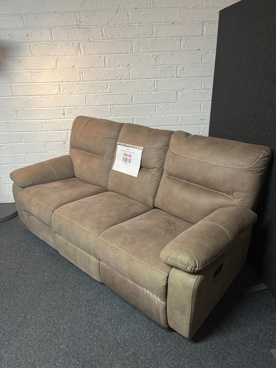 3 seater brown suede recliner sofa