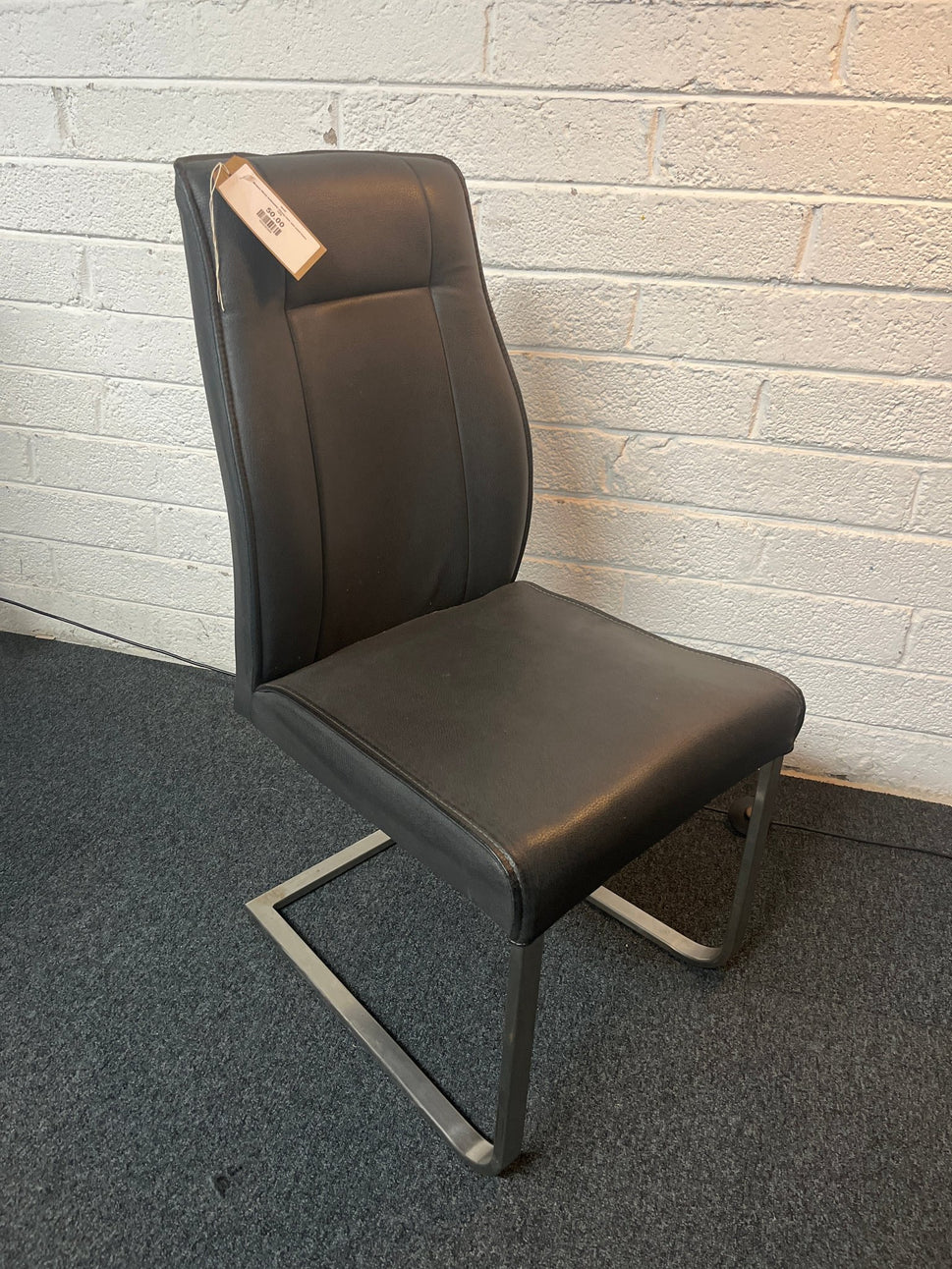 Modern Black leatherette Dining chair with metal frame  1225