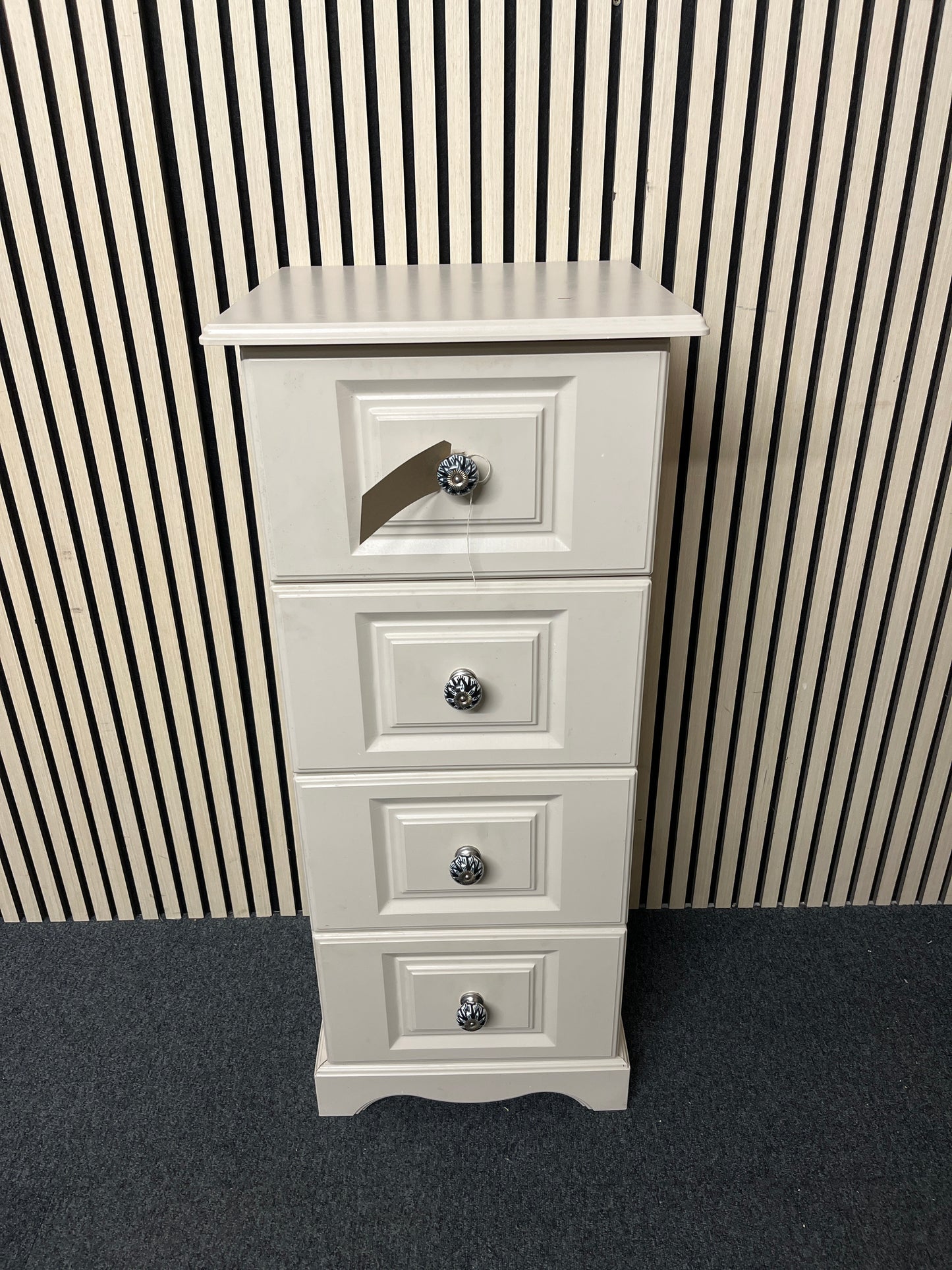 Cream laminate tallboy(H 108 x W 45 x D 42 cm) 3325