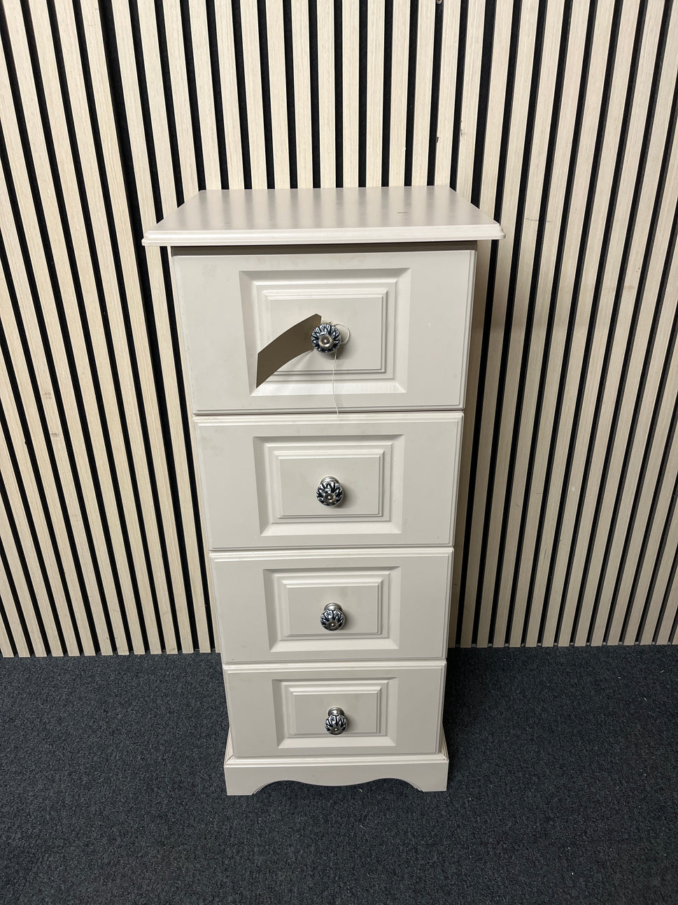 Cream laminate tallboy(H 108 x W 45 x D 42 cm) 3325