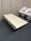 Rectangular marble coffee table with contrasting border on central base (W 130 cm)  44537