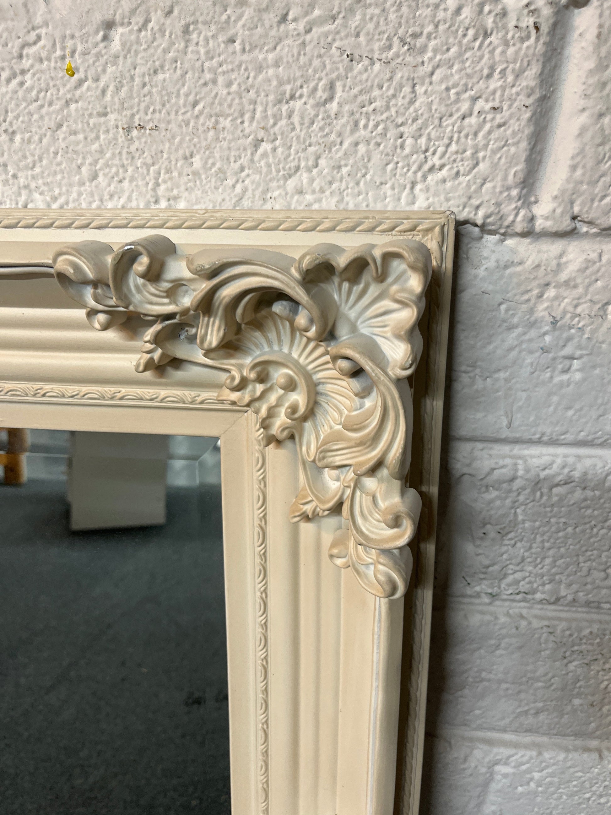 Ornate large detailed landcape white painted mirror (W 115 x L 85 cm) 2225