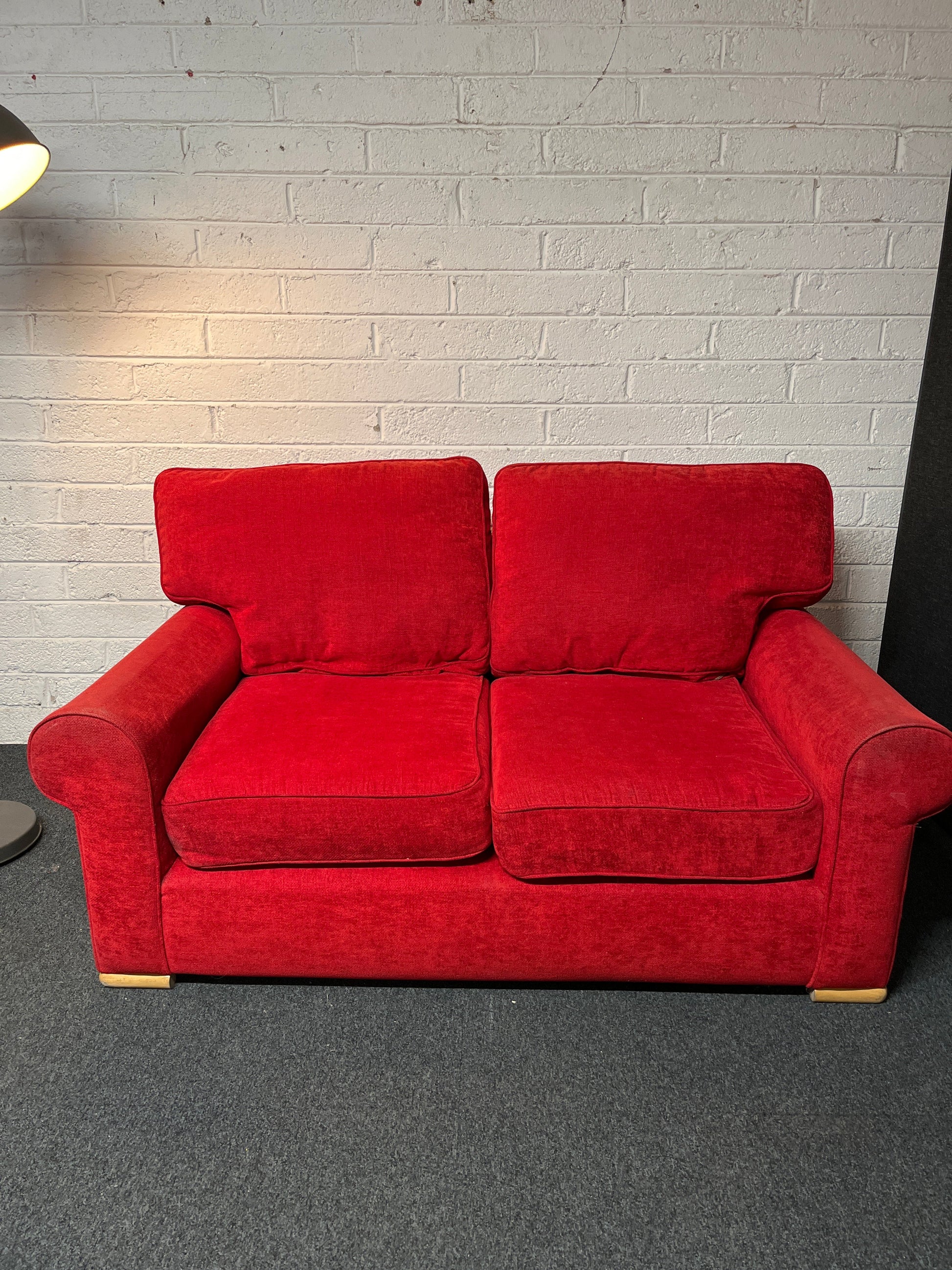 Large 2 seater red fabric sofa 2225