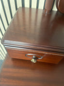 Dark mahogany 3+2 chest with mirror (H 86 x W 93 x D 40 cm)  44644