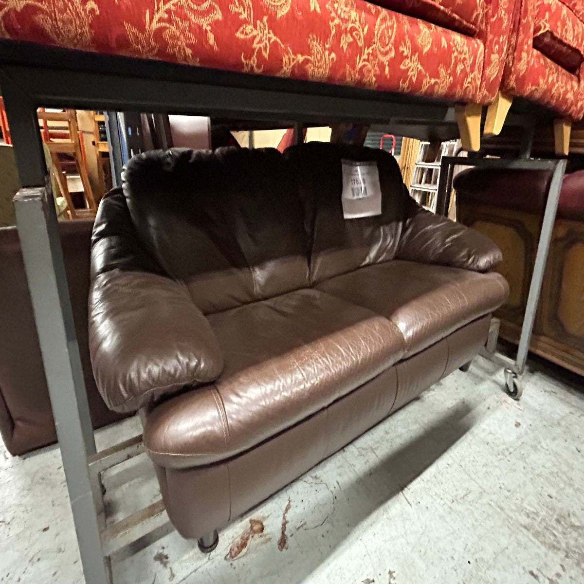 2 seater soft brown leather sofa