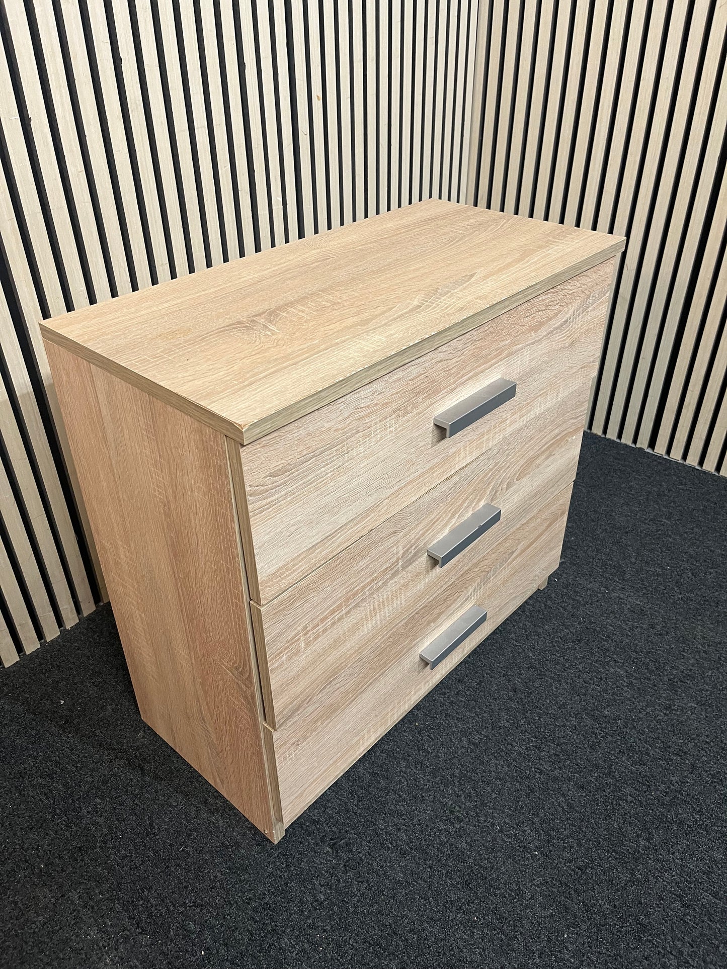 grey oak laminate 3 drawer chest of drawers  43882
