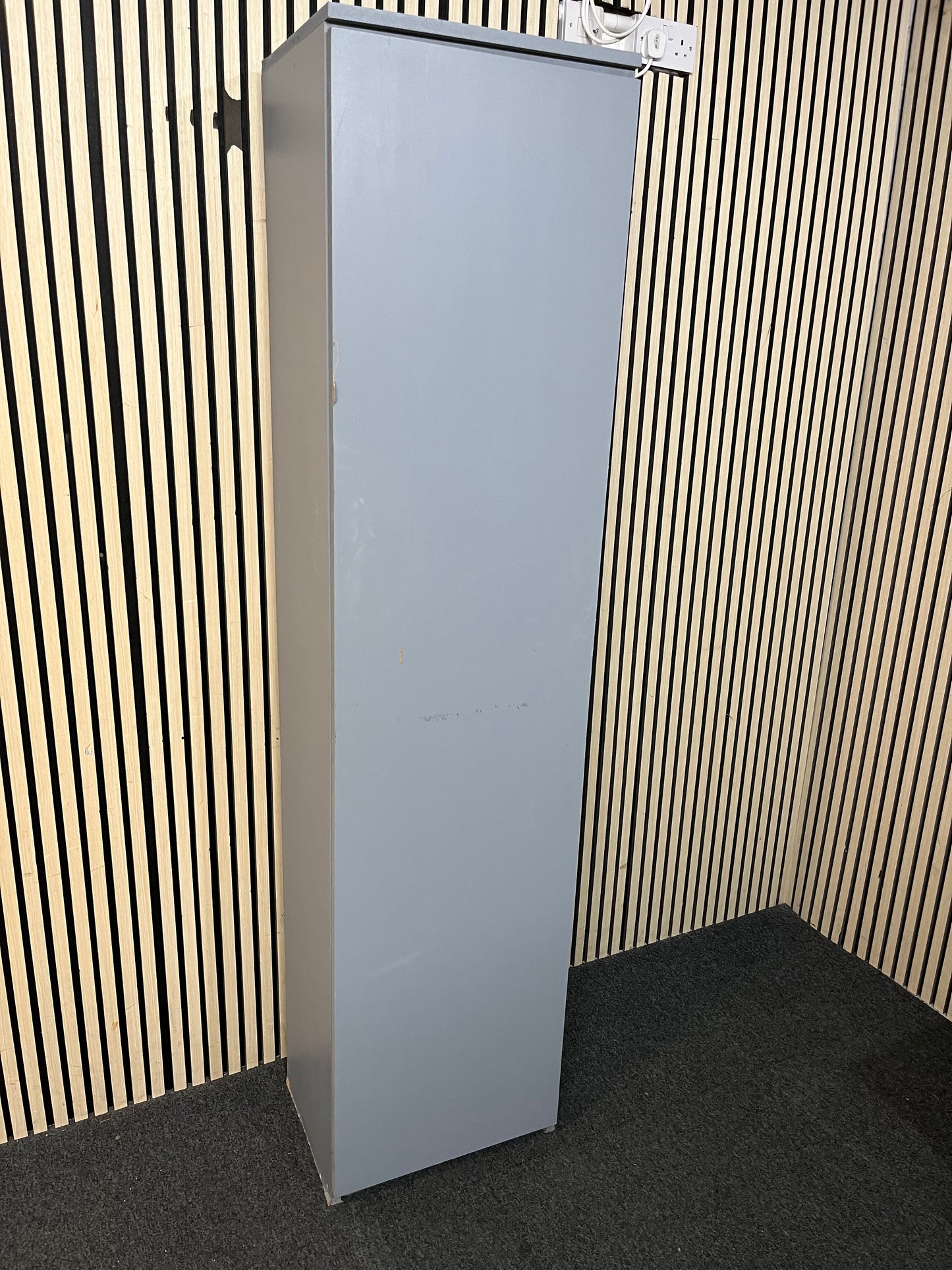 Tall grey mdf 1 door wardrobe (H 203 x W 49 x D 37 cm) 43495