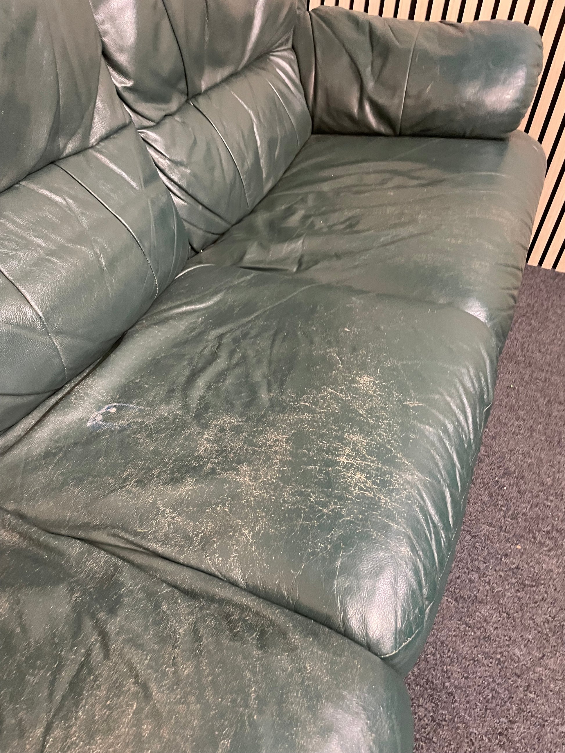 3+1+1 dark green soft leather suite  2425