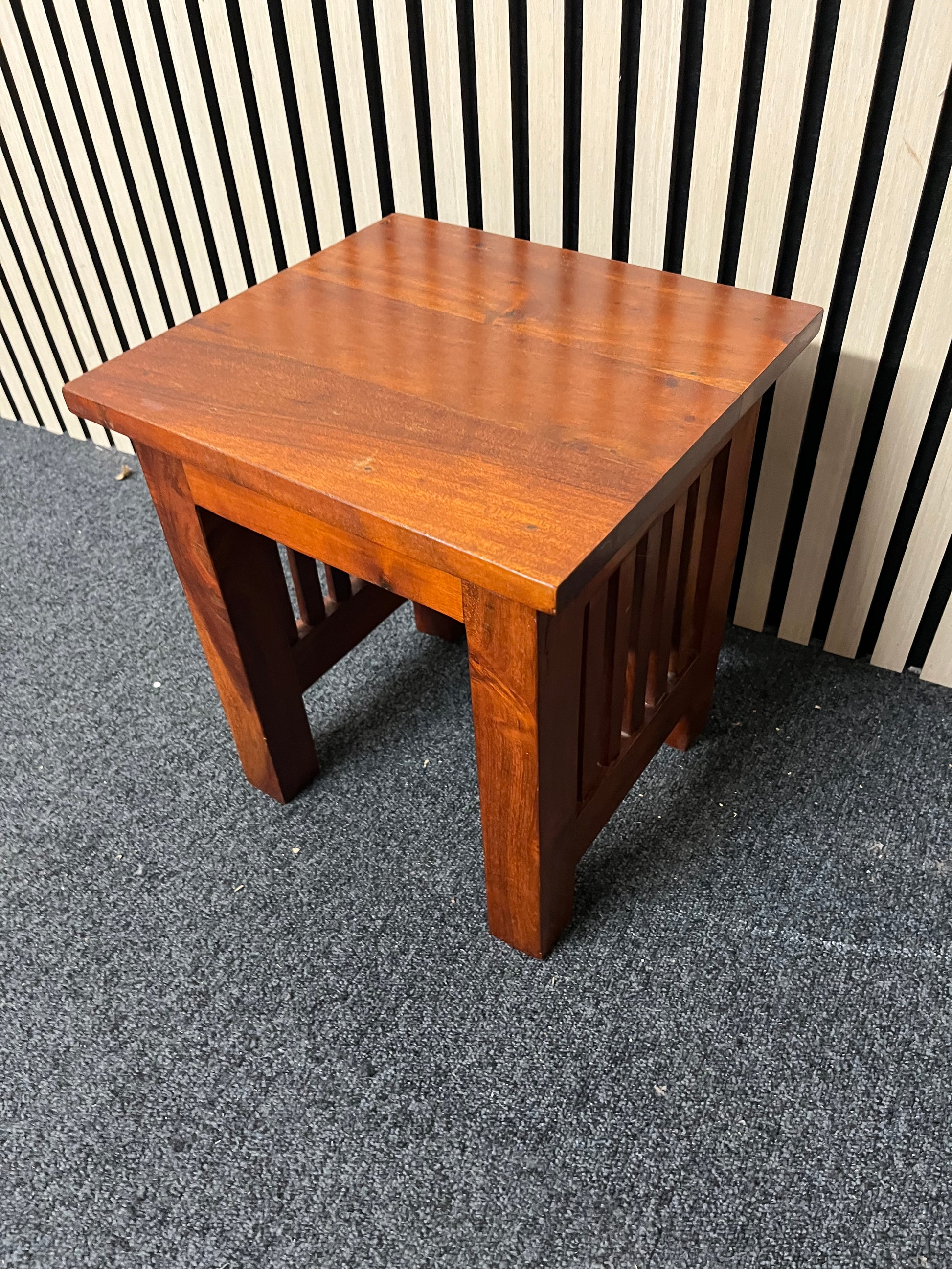 Square stained wood small side table  2325