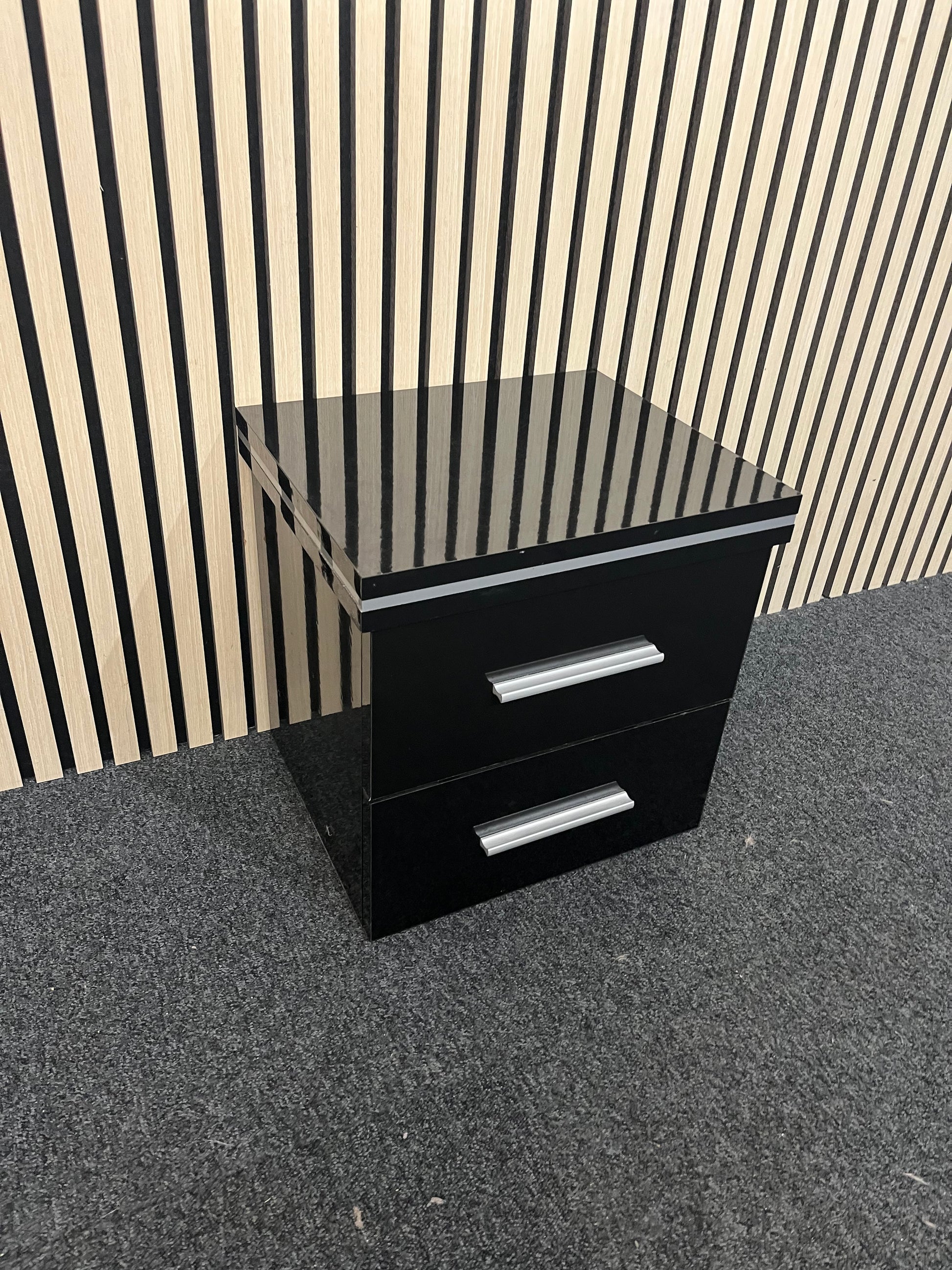 black gloss 2 drawer bedside locker (SET OF 2) 3325