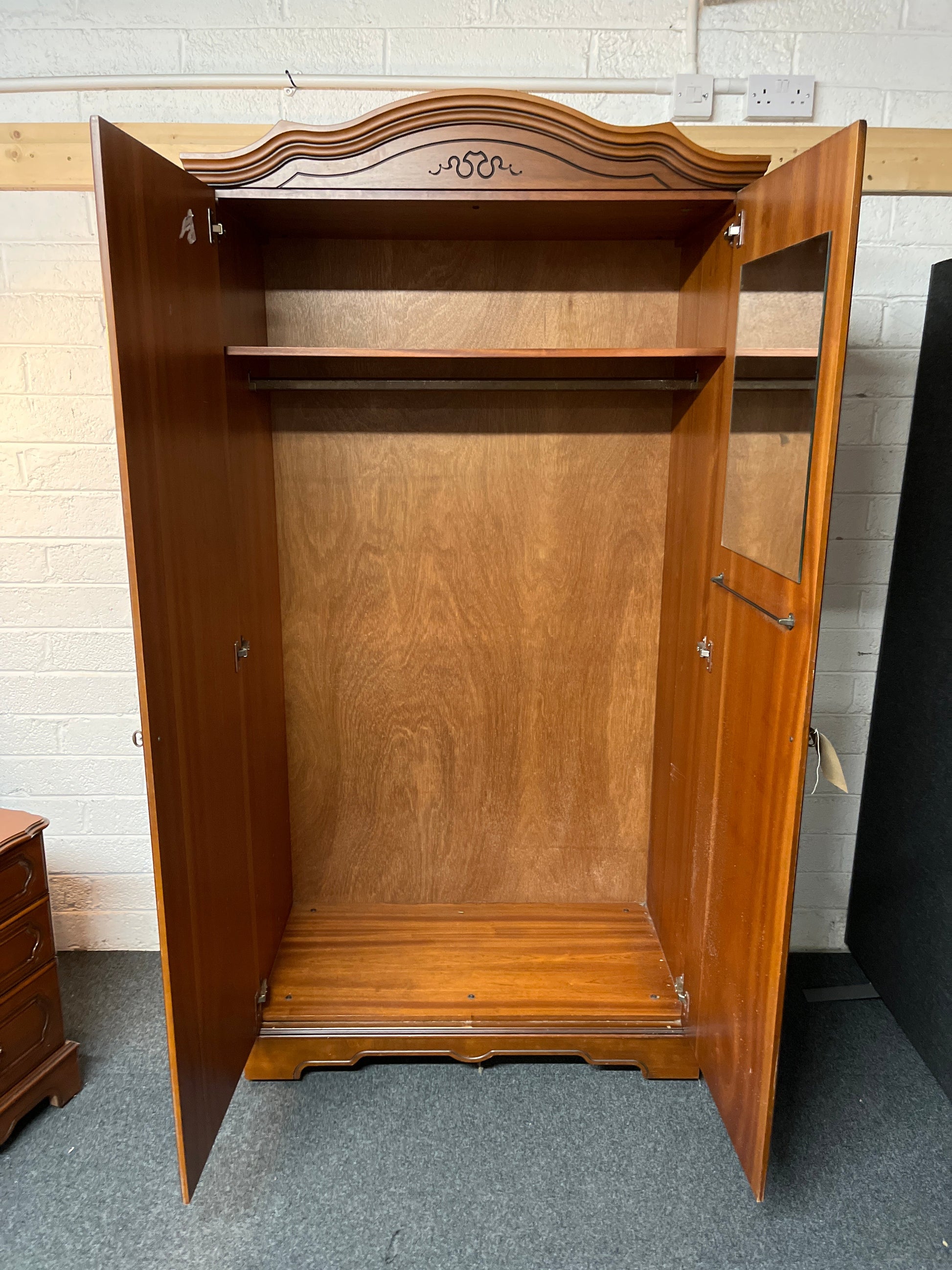 Tall Rossmore mahogany ornate 2 door wardrobe  55Dx195Hx106W cm 2225