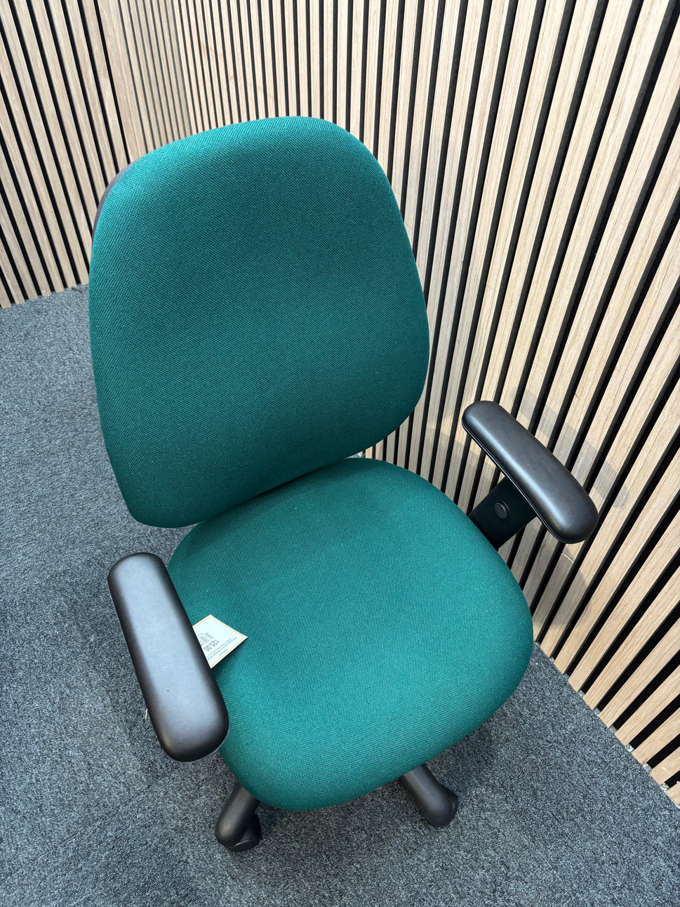 NEW Vantage swivel chairs with height adjustable arms in FOREST GREEN fabric. Only 1 no. in stock