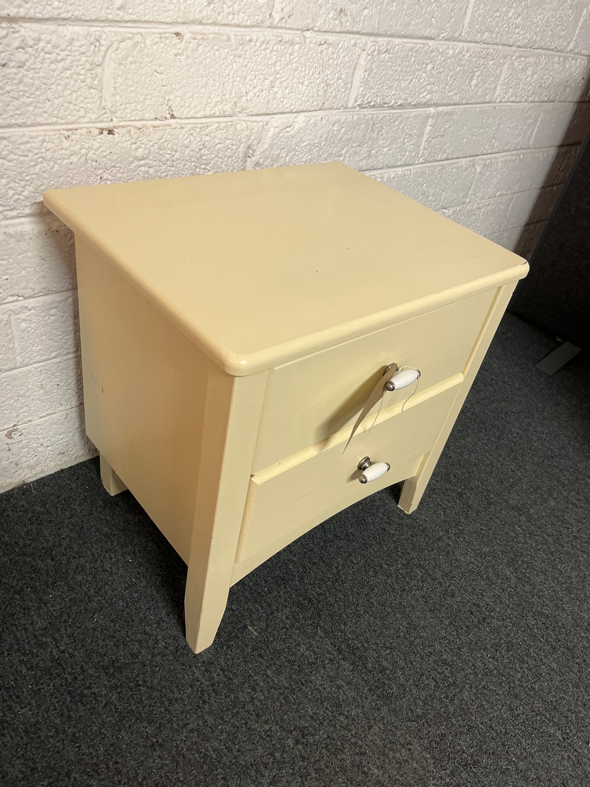 Cream painted solid wood 3 drawer bedside locker 2225