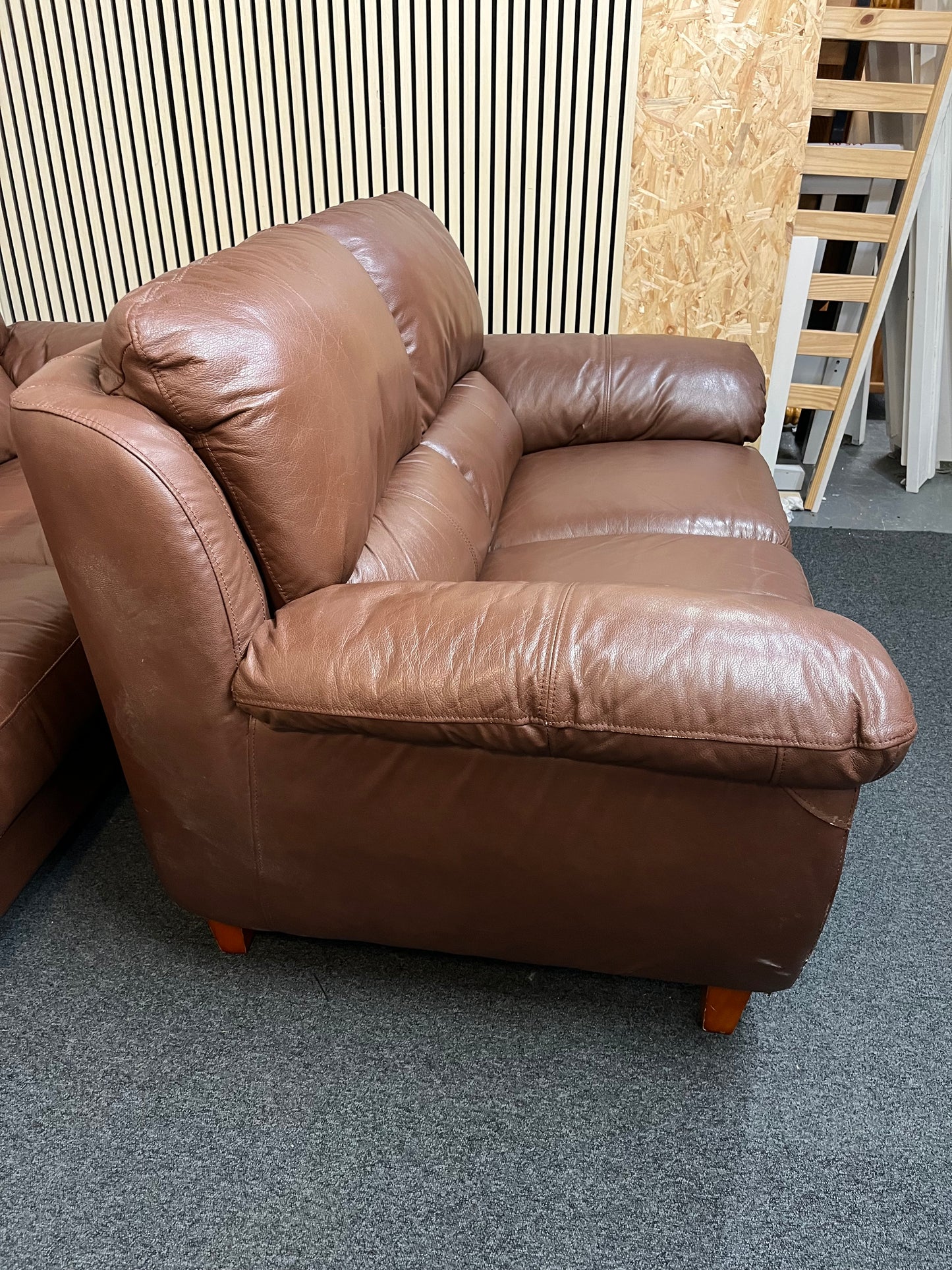 3+2 Dark brown leather suite 1126