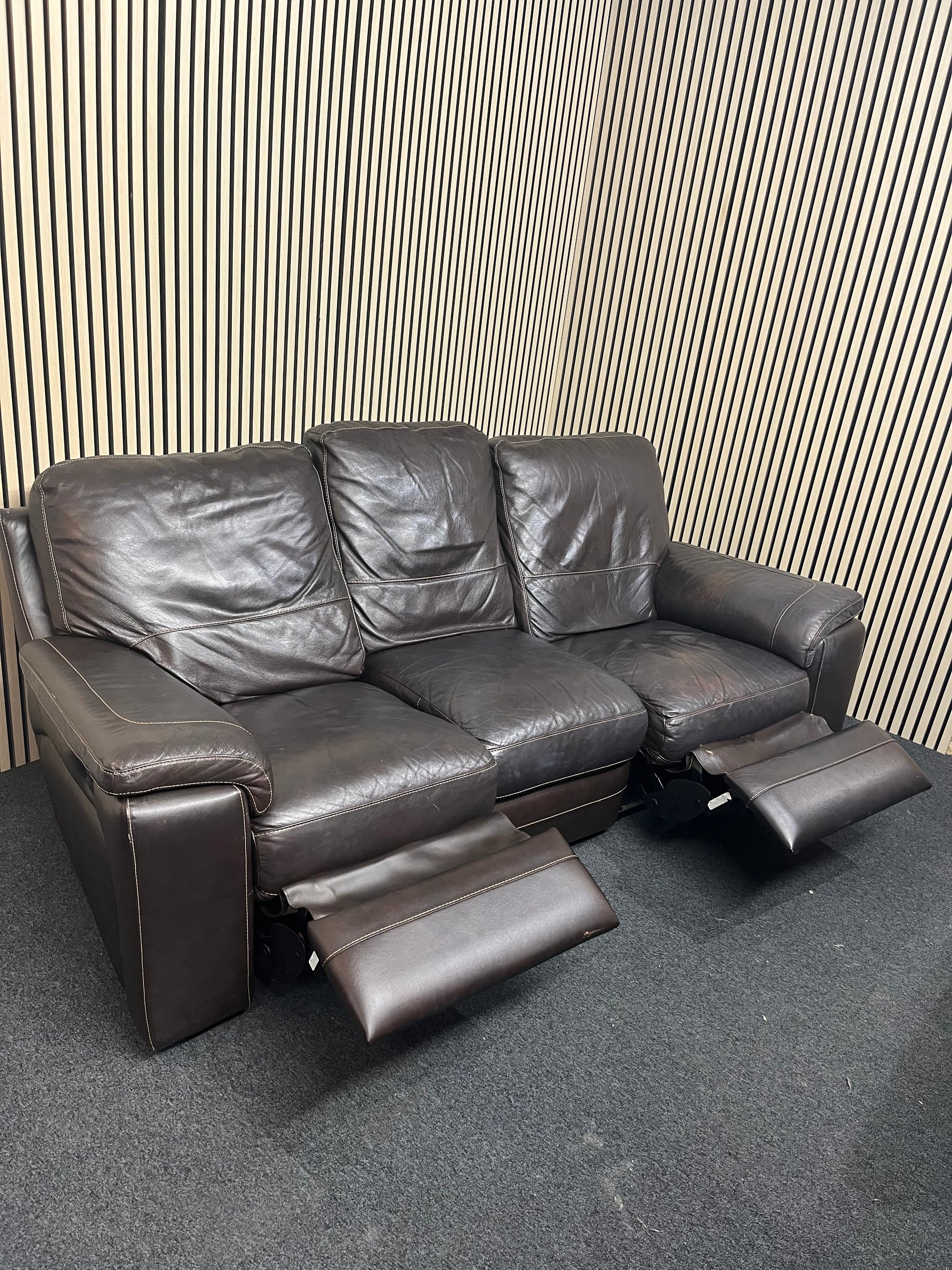 3+1+1 real brown leather recliner suite 2325
