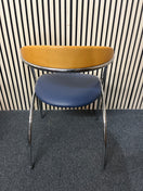 Switch Chrome framed, beech curved back, navy vinyl seat fabric stacking chair 1425 3 image