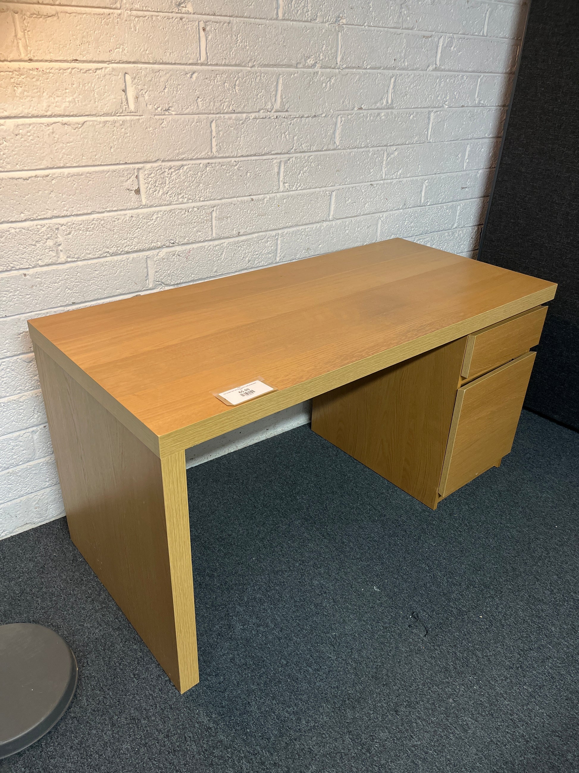Oak straight desk with base drawers 1600Lx810Hx500D 2225