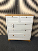 white laminate with wood top 2+1+1+1 drawer chest of drawers  (H 104 x W 88 x D 40 cm)  44618
