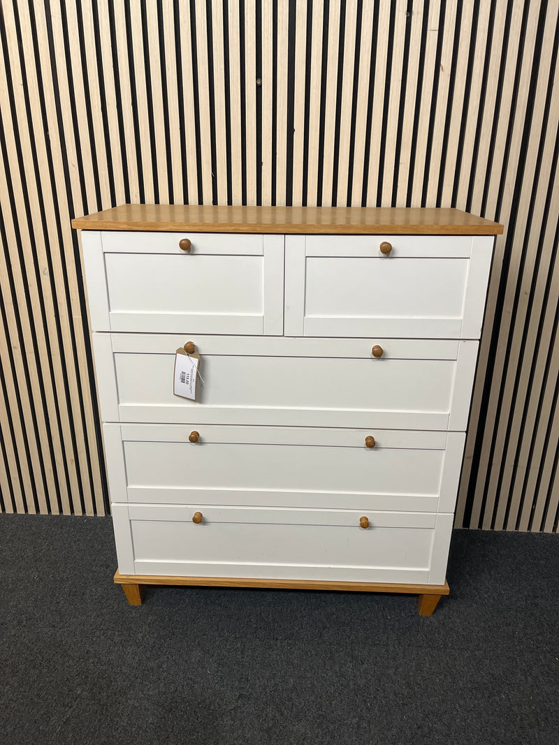 white laminate with wood top 2+1+1+1 drawer chest of drawers  (H 104 x W 88 x D 40 cm)  44618