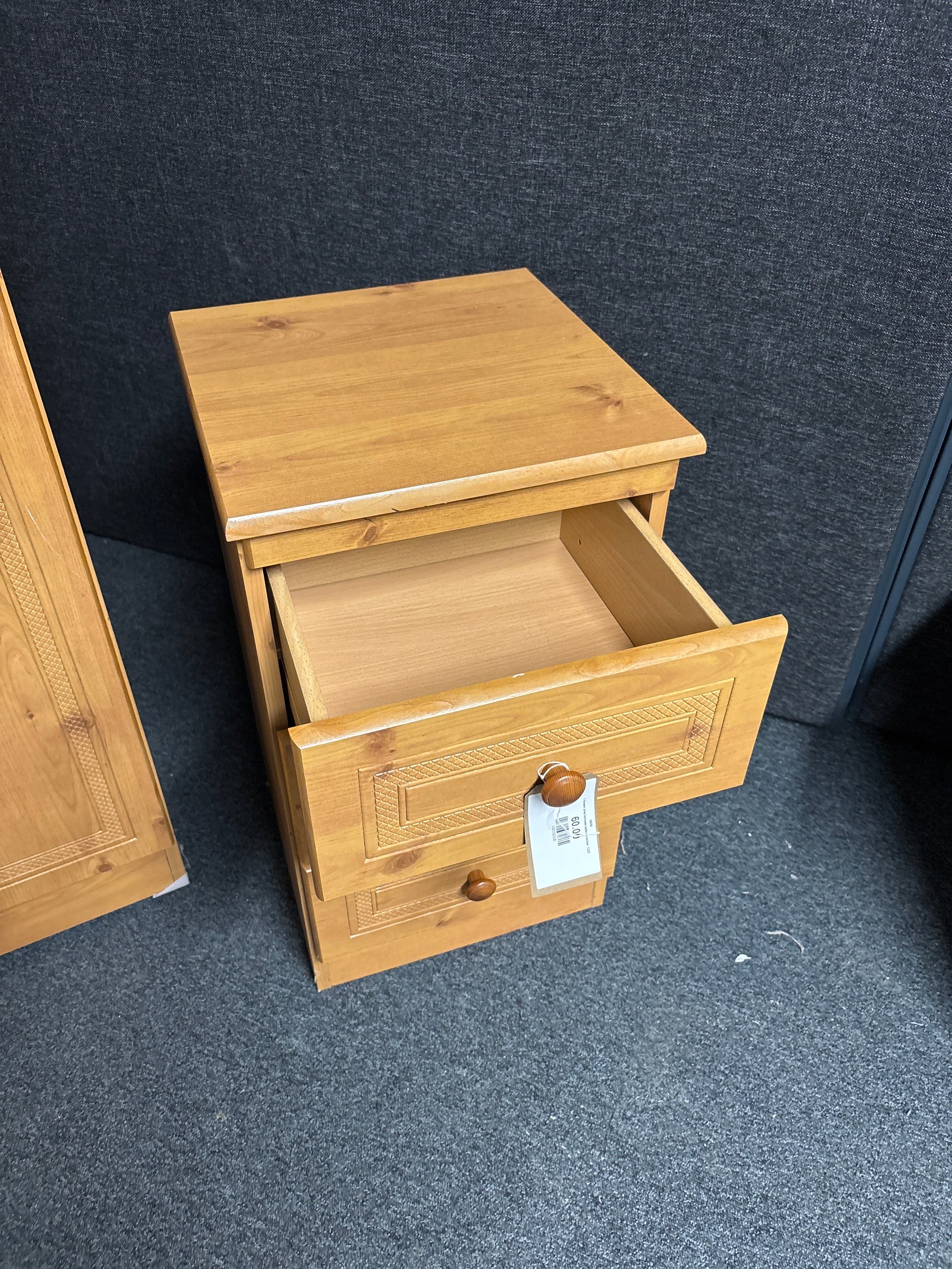 3 drawer pine laminate bedside locker  1225