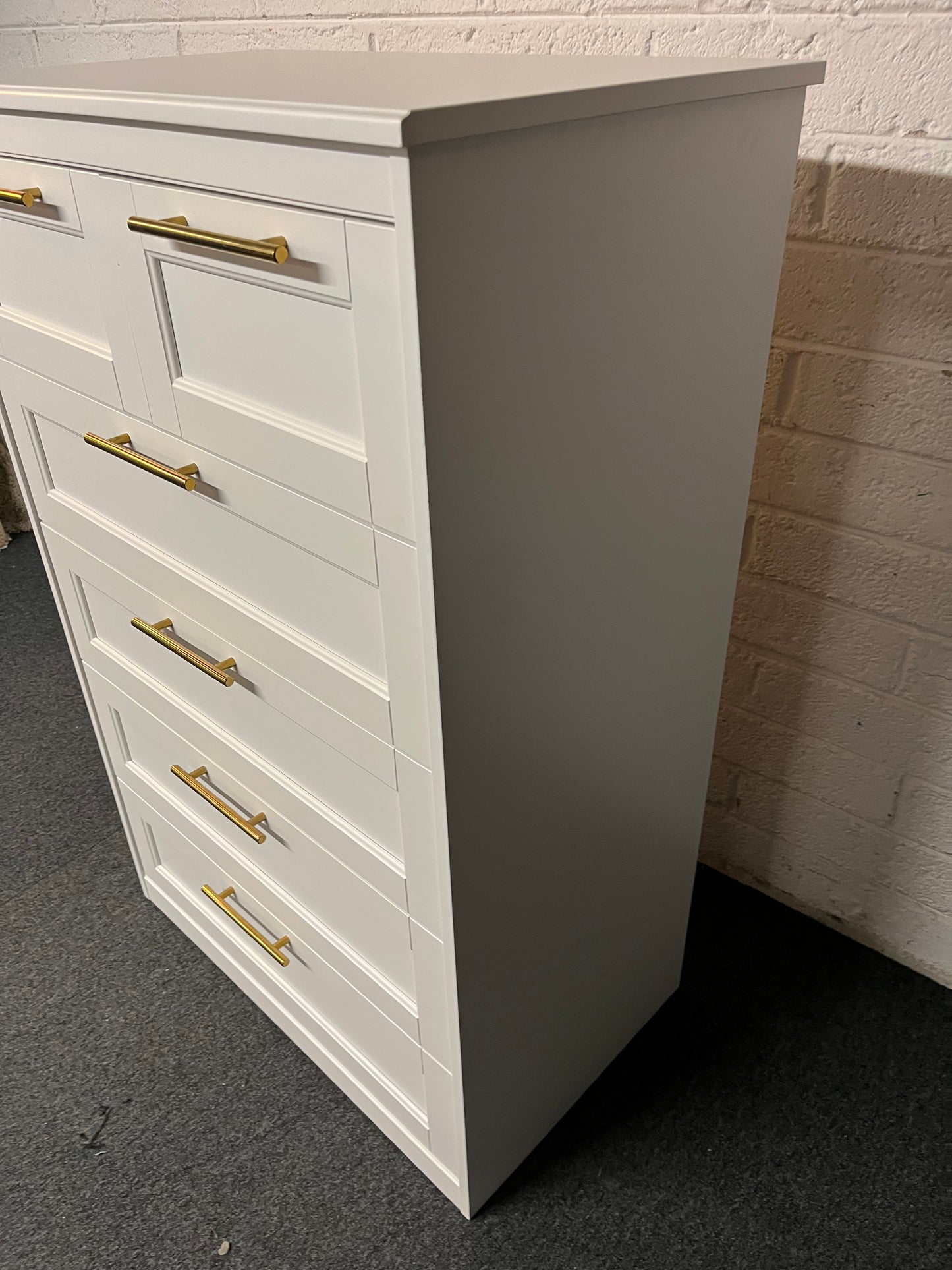 Tall 3+2 chest of drawers with gold effect handles 1600Hx810Wx500D 2225