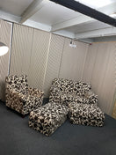 Switch 2 seater brown and cream floral fabric sofa (Width 160 cm) with matching armchair and ottomons  4225 2 image