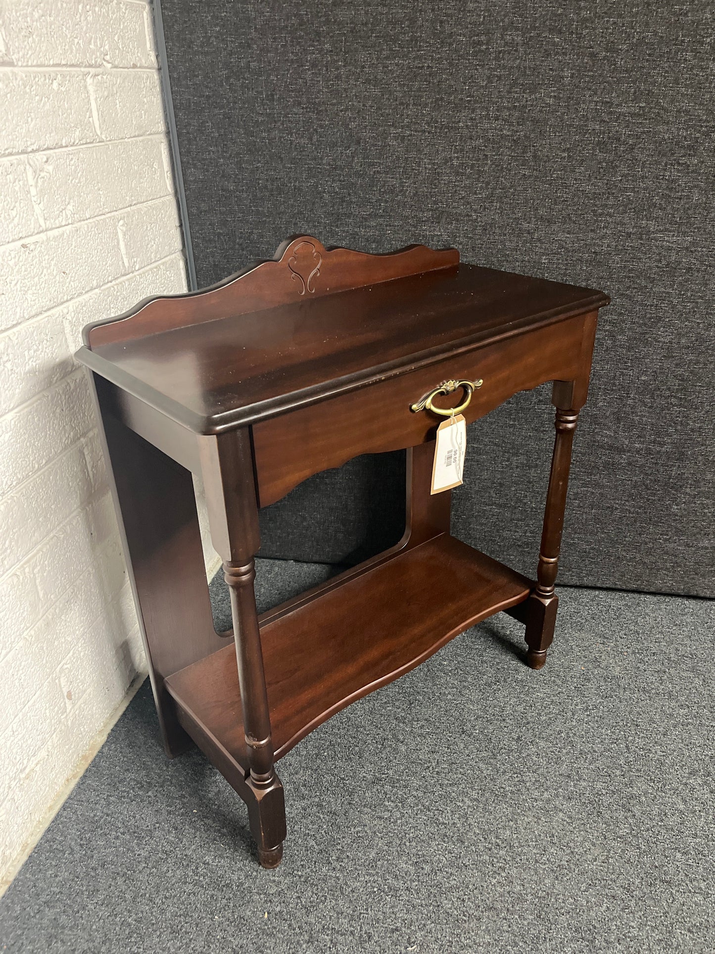 Mahogany long 1 drawer console table with upstand (H 620 x W 800 x D 370 mm)  1225